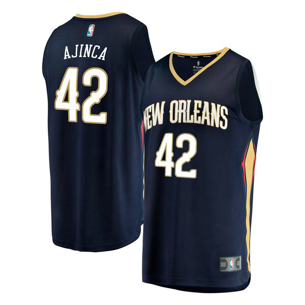 Maillot New Orleans Pelicans Homme Alexis Ajinca 42 Icon Edition Bleu marin